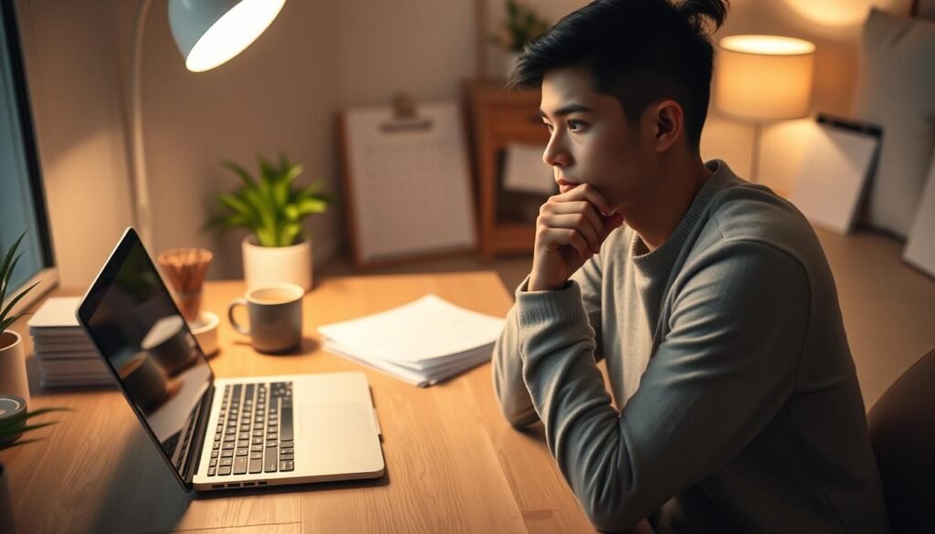 A cozy home office with a laptop, calculator, and neatly stacked financial documents. Warm lighting casts a soft glow, creating a contemplative atmosphere. In the foreground, a hands-on-chin pose conveys thoughtful budgeting. The middle ground features a carefully curated workspace, with a mug of coffee and a calendar hinting at financial planning. The background showcases a minimalist, yet inviting decor, emphasizing the importance of work-life balance. Crisp, clean lines and muted tones evoke a sense of organization and discipline, reflecting the subject's diligent approach to post-grad budgeting. A cozy home office with a laptop, calculator, and neatly stacked financial documents. Warm lighting casts a soft glow, creating a contemplative atmosphere. In the foreground, a hands-on-chin pose conveys thoughtful budgeting. The middle ground features a carefully curated workspace, with a mug of coffee and a calendar hinting at financial planning. The background showcases a minimalist, yet inviting decor, emphasizing the importance of work-life balance. Crisp, clean lines and muted tones evoke a sense of organization and discipline, reflecting the subject's diligent approach to post-grad budgeting.
