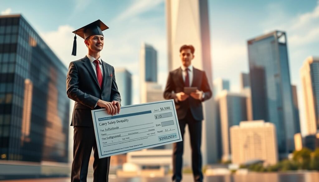 A detailed, high-resolution image showcasing the salary gap between international and domestic graduates in Australia. In the foreground, two professionally dressed figures stand side-by-side, one slightly taller and holding a larger paycheck. The background depicts a modern cityscape with skyscrapers, reflecting the professional environment. The lighting is warm and directional, creating a sense of importance and urgency. The angle is slightly elevated, giving a bird's-eye view of the scene and emphasizing the scale of the gap. The overall mood is one of contrast, highlighting the disparities in compensation and opportunity faced by international graduates compared to their local peers. A detailed, high-resolution image showcasing the salary gap between international and domestic graduates in Australia. In the foreground, two professionally dressed figures stand side-by-side, one slightly taller and holding a larger paycheck. The background depicts a modern cityscape with skyscrapers, reflecting the professional environment. The lighting is warm and directional, creating a sense of importance and urgency. The angle is slightly elevated, giving a bird's-eye view of the scene and emphasizing the scale of the gap. The overall mood is one of contrast, highlighting the disparities in compensation and opportunity faced by international graduates compared to their local peers.