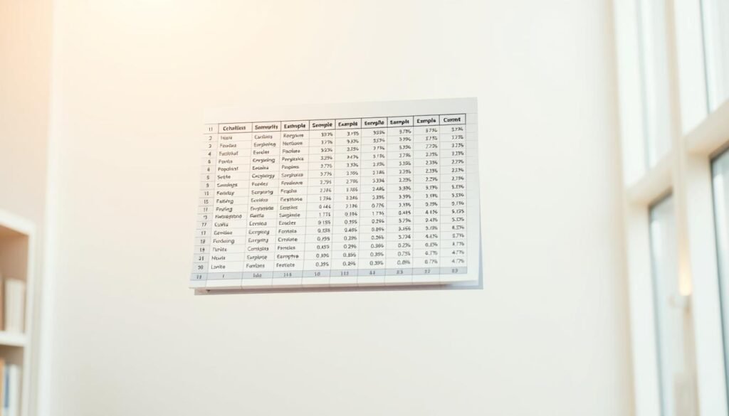 A neatly organized spreadsheet floating in a bright, airy academic setting. The spreadsheet features rows of detailed scholarship examples, with icons and numerical data clearly displayed. The background is a soft, neutral palette, allowing the information to take center stage. Warm, natural lighting casts a gentle glow, creating a sense of focus and professionalism. The camera angle is slightly elevated, giving the viewer a comprehensive overview of the scholarship data. The overall composition conveys a sense of authority, expertise, and the valuable information contained within.