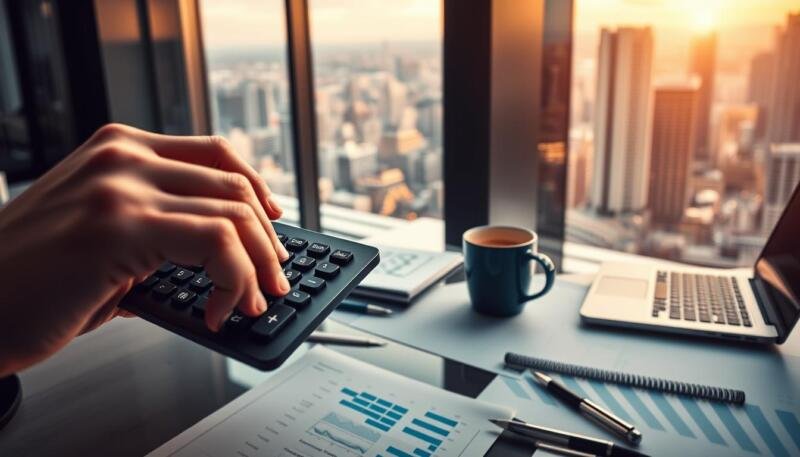 A captivating visual depiction of "cost controls interest rates" set against a backdrop of a sleek, modern financial office. In the foreground, a close-up of a hand operating a touchscreen calculator, the display showing intricate calculations and graphs. The middle ground features a desk with a laptop, financial reports, and a mug of coffee, conveying a sense of analytical focus. The background showcases a panoramic view of a bustling cityscape through floor-to-ceiling windows, bathed in warm, diffused lighting that creates a sense of professionalism and authority. The overall atmosphere is one of precision, control, and strategic financial planning. A captivating visual depiction of "cost controls interest rates" set against a backdrop of a sleek, modern financial office. In the foreground, a close-up of a hand operating a touchscreen calculator, the display showing intricate calculations and graphs. The middle ground features a desk with a laptop, financial reports, and a mug of coffee, conveying a sense of analytical focus. The background showcases a panoramic view of a bustling cityscape through floor-to-ceiling windows, bathed in warm, diffused lighting that creates a sense of professionalism and authority. The overall atmosphere is one of precision, control, and strategic financial planning.